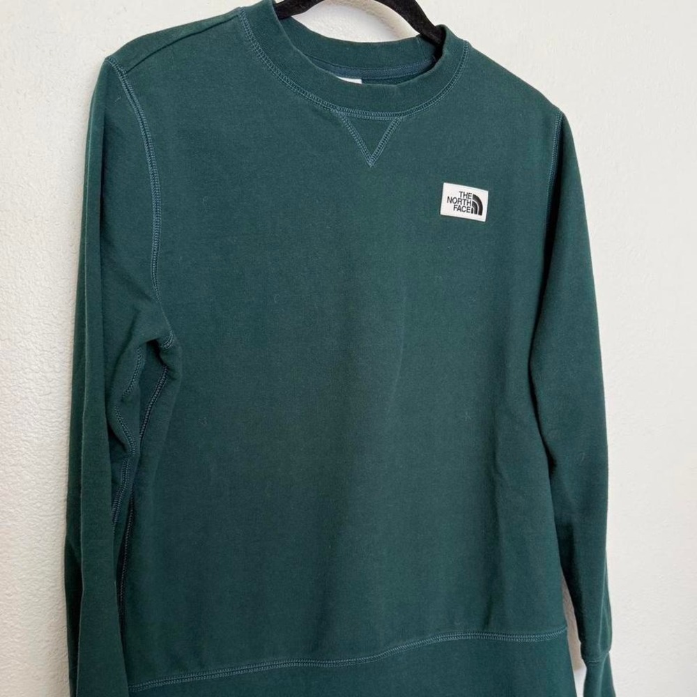 The North Face Green Crewneck Sweatshirt Minimal Logo Pullover M